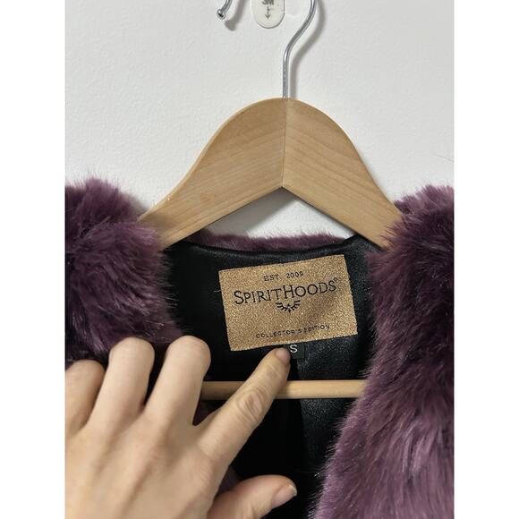 SpiritHoods RARE Dark Purple Faux Fur Coat Jacket Long Size Small Womens - Picture 3 of 10
